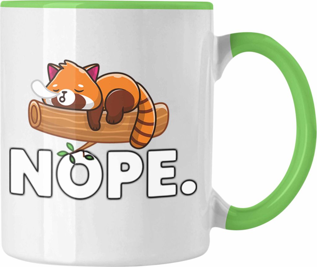 Trendation - Fauler Roter Panda Tasse Musik Kinder Geschenkidee für Jungs Mädchen Lustige Grafik Nope (Grün)
