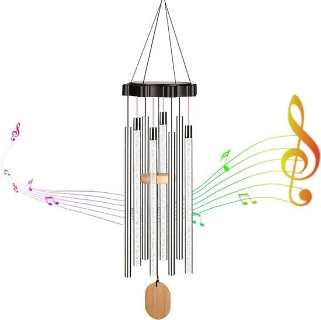 Carillon solaire anti-rouille en alu : luminaire sonore pour extérieur