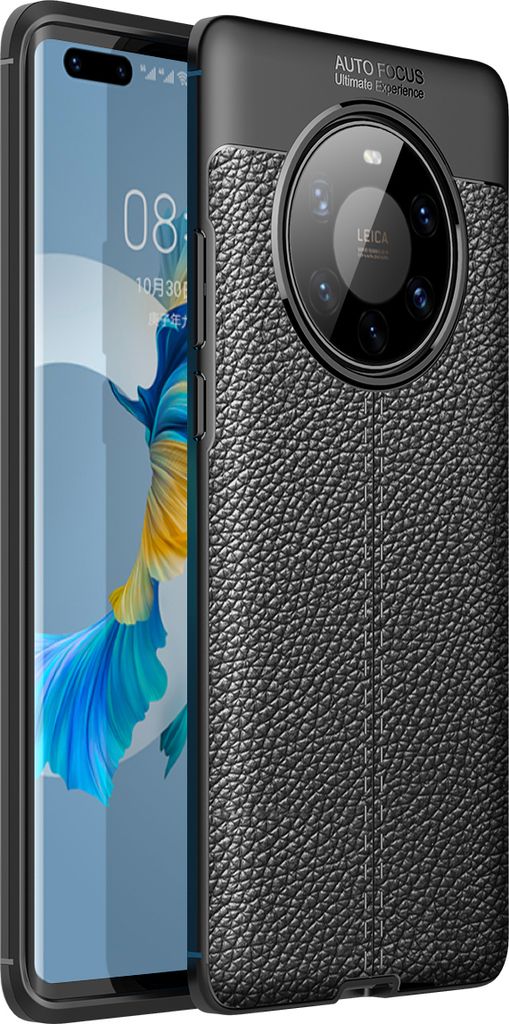 Huawei Mate 40 Pro+ Hülle, LaimTop Litschi Textur Stoßfest Rutschfest TPU Schutzhülle für Huawei Mate 40 Pro Plus Schwarz