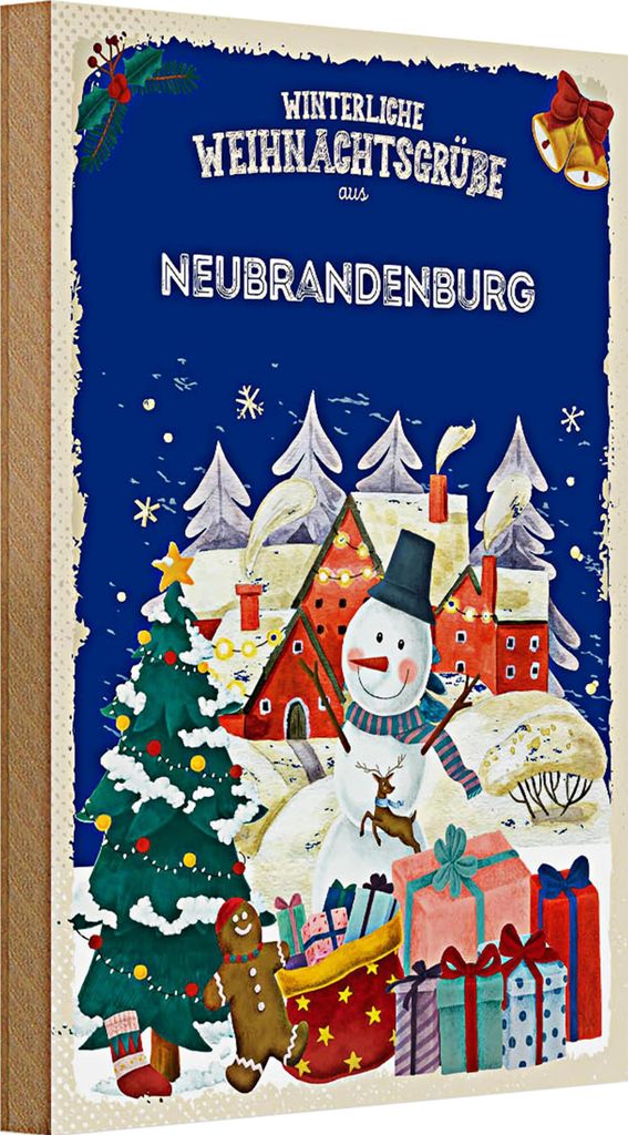Holzschild Weihnachtsgrüße aus NEUBRANDENBURG 20x30cm