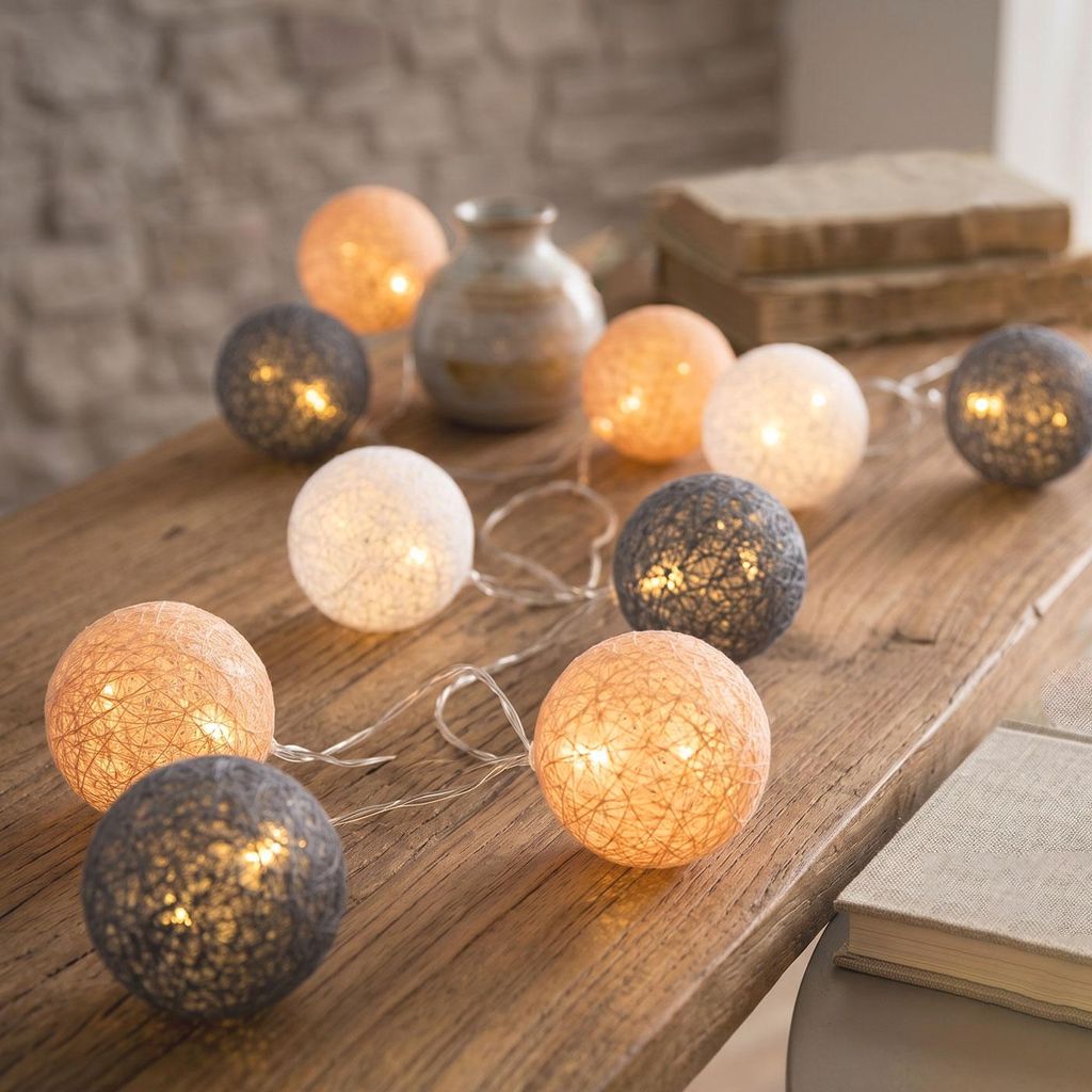 Dekorativní světelná girlanda s 10 LED kuličkami, lampióny, Obrázek produktu 