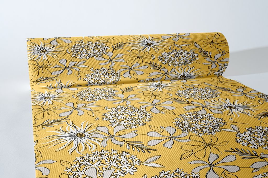 Airlaid Tischläufer Hilde in Gelb-Schwarz, 40 cm x 24 m , 1 Stück - Mank - Herbst Floral