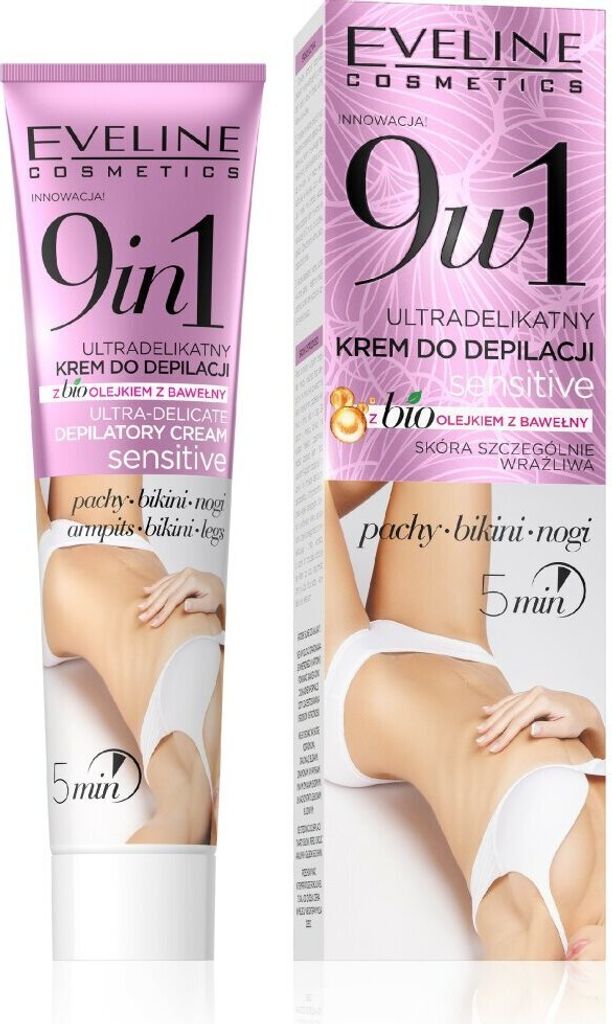 EVELINE Sensitive 9in1 ultra sanfte Enthaarungscreme für Achselhöhlen Bikinibeine 125ml