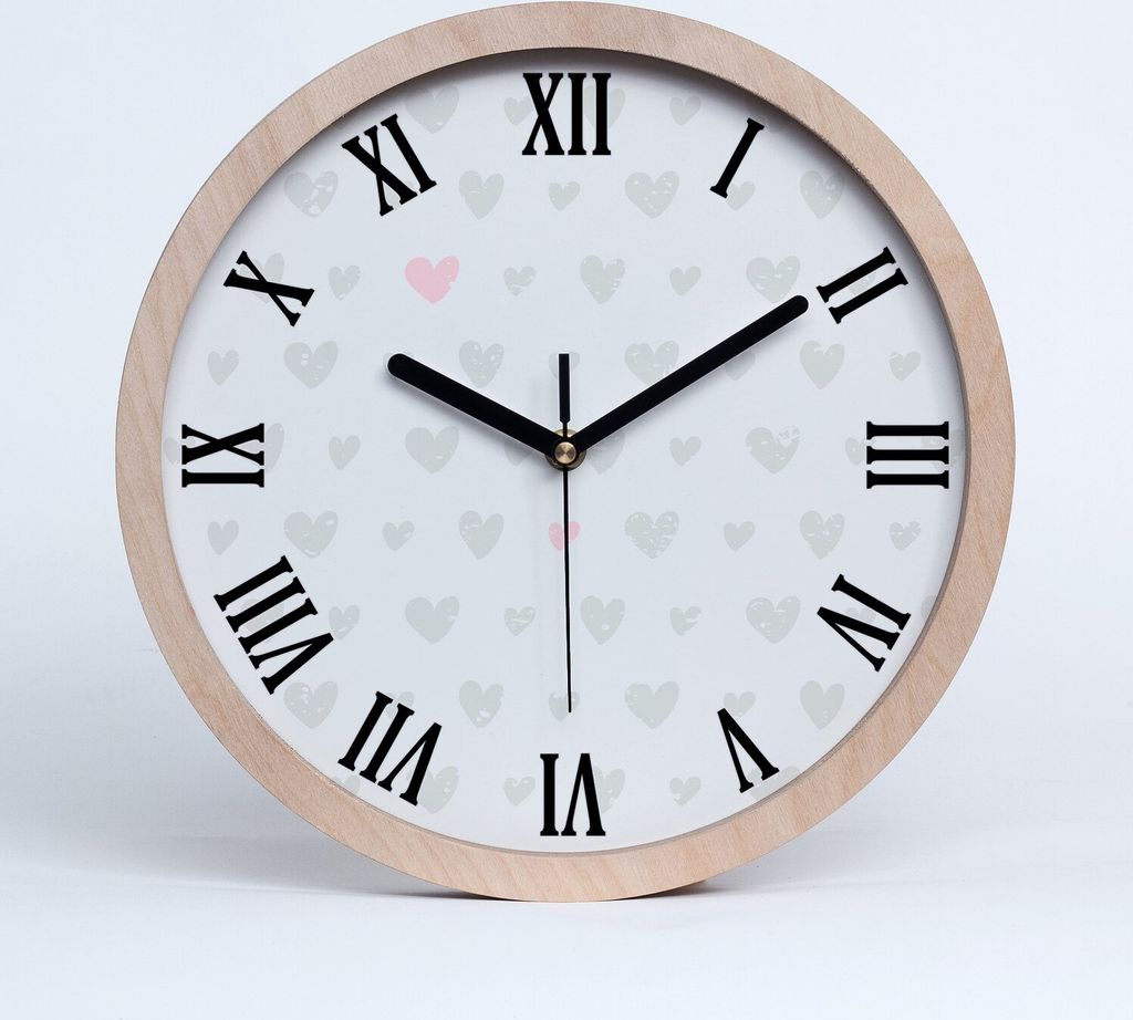 Holzuhr 20fi cm wanduhr - schwarze Spitzen - Herzen Hintergrund