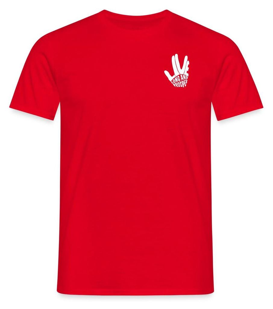 Spreadshirt Star Trek Discovery Vulkanischer Gruß Weiß Männer T-Shirt, M, Rot
