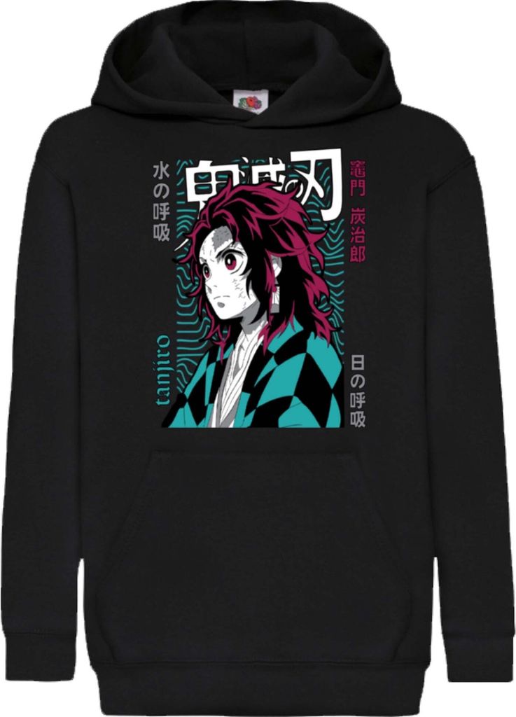 Kinder Kapuzenpullover Demon Anime Slayer Tanjiro Kamado 008, 9-11 Jahr - 140 / Schwarz