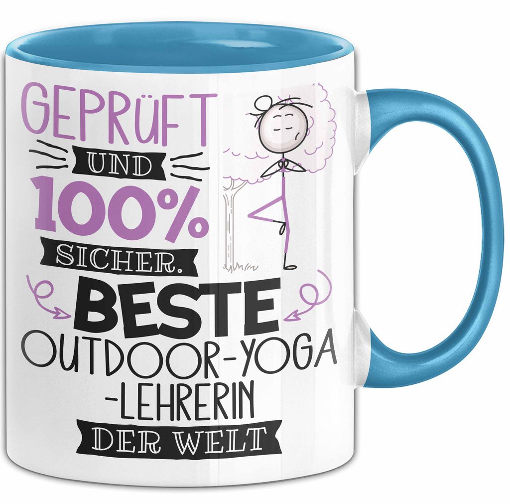 Beste Outdoor-Yoga-Lehrerin Der Welt Tasse Geschenk für Eine Outdoor-Yoga-Lehrerin Und Sicher Geschenkidee Geburtstag Weihnachten (Blau)