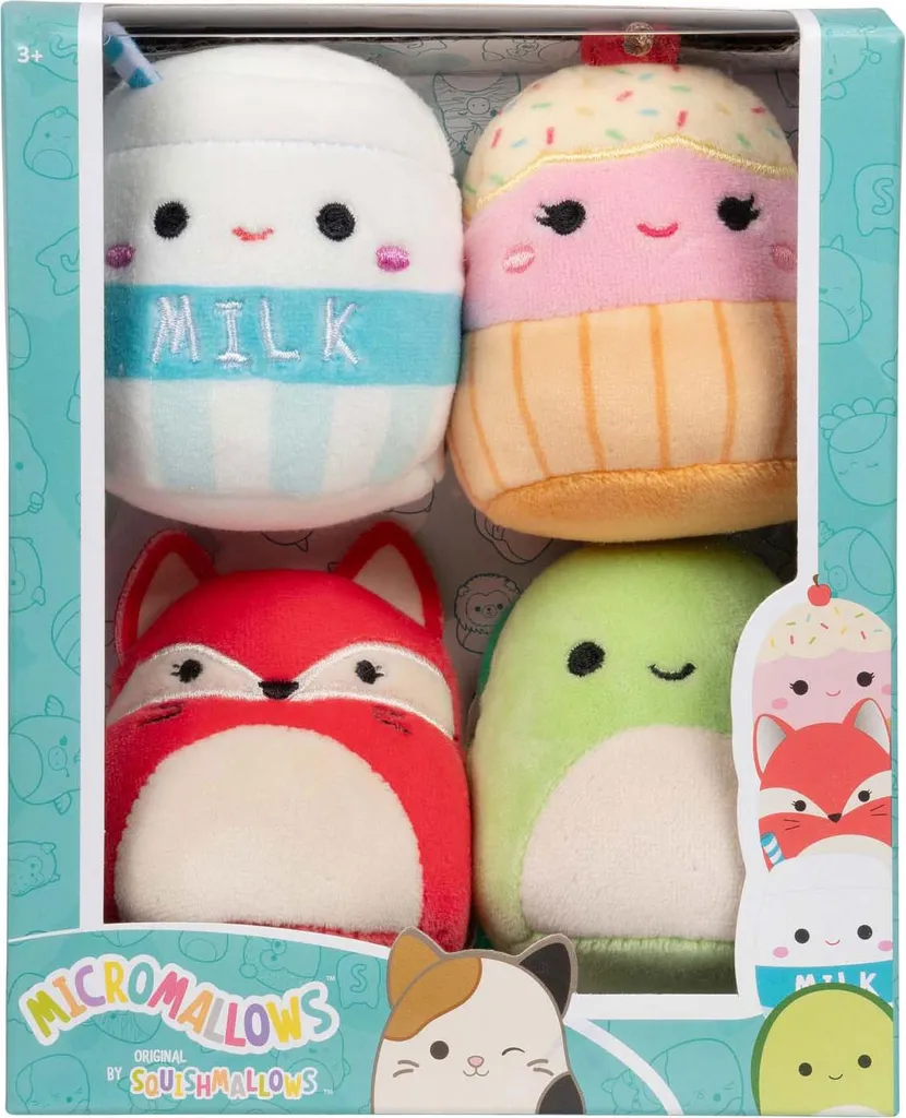 Mini-Squishmallows de 6,5 cm : Lot de 4 Peluches Micromallows à Collectionner