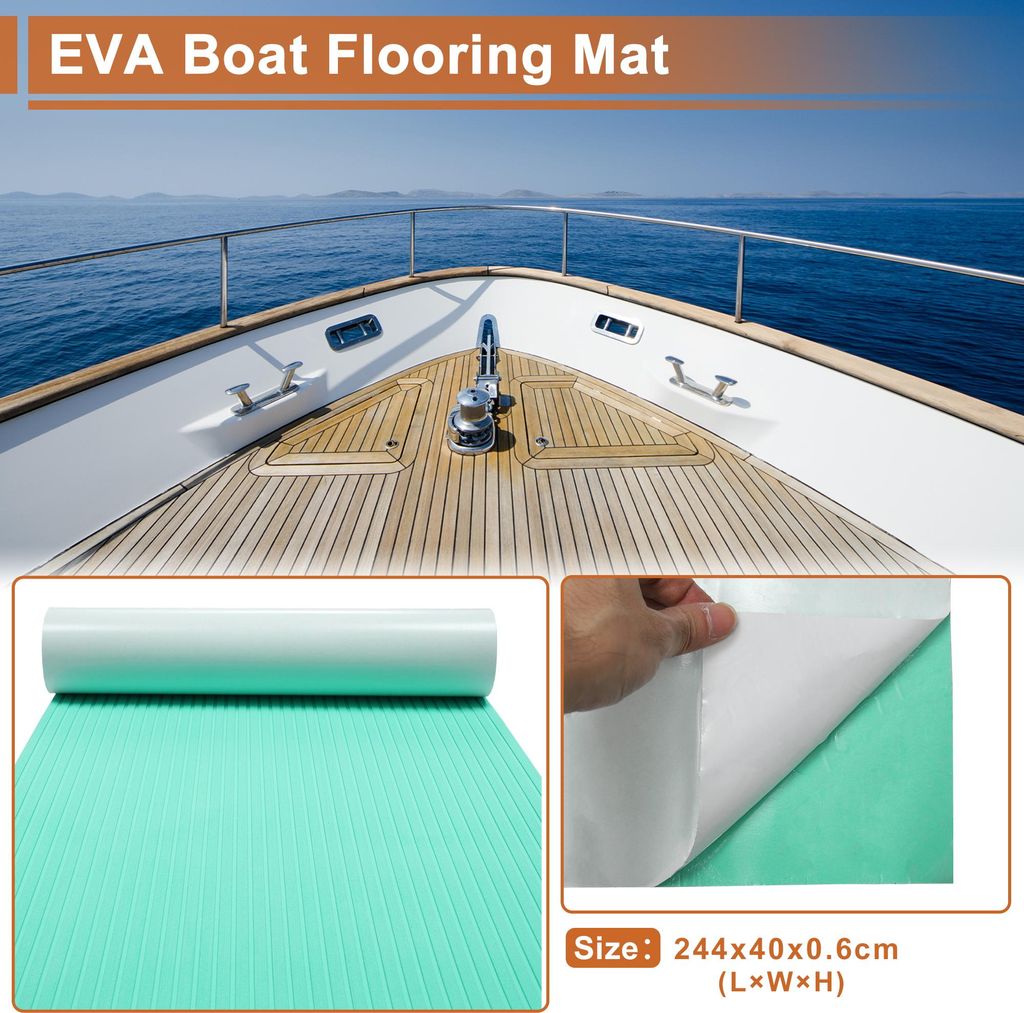 Selbstklebend 96.06"Lx15.75"B Bootsboden Streifen Geschnitten EVA Schaumplatte Rutschfest Traktionspad für Boote Deck Surfbrett Paddelbrett Seesch...