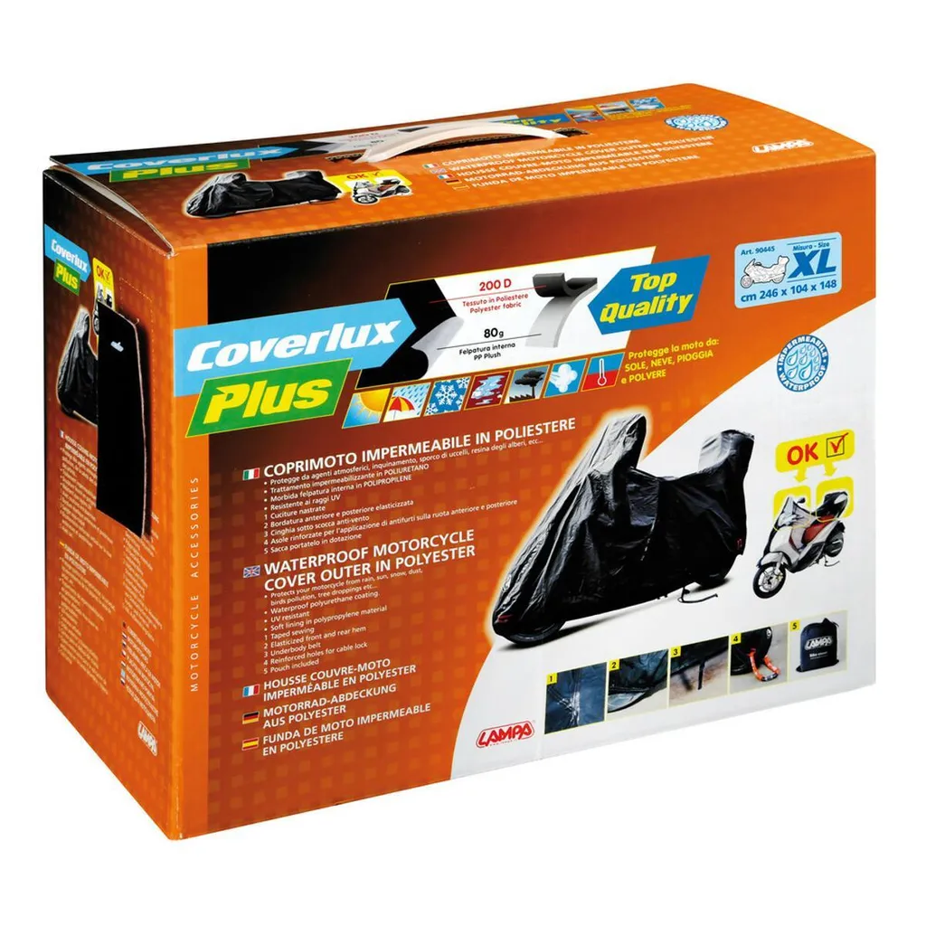 Housse de garage moto XL Lampa pour protéger bulles hautes et top cases