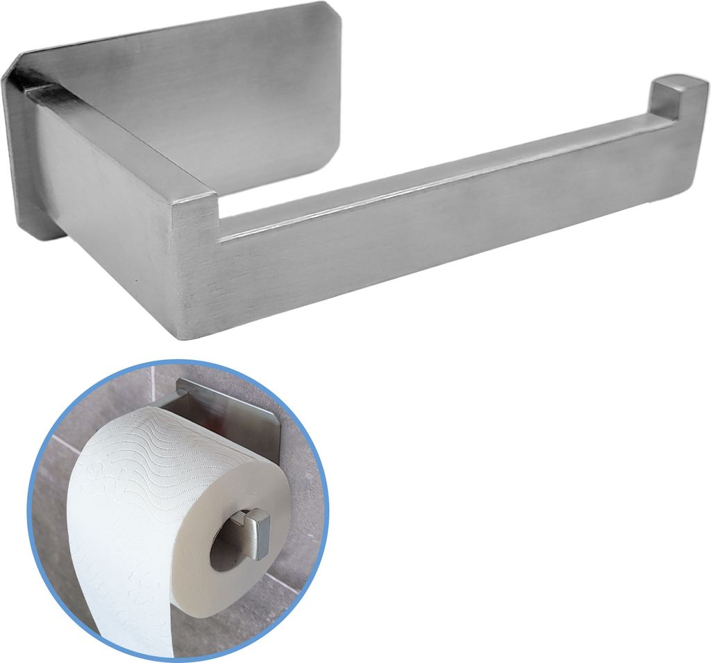 Sanics WC-Rollenhalter Ohne Bohren - Toilettenpapierhalter Selbstklebend - WC-Papierhalter - Klorollenhalter Silber Edelstahl