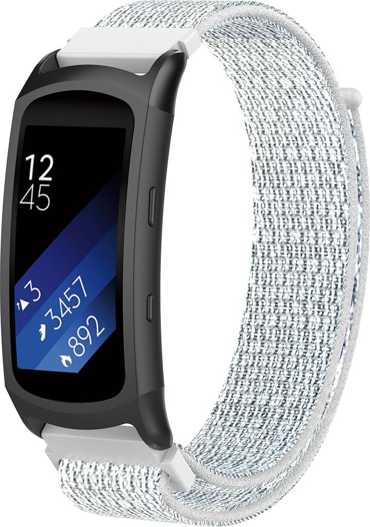 Ersatz Armband für Samsung Gear Fit 2 / Pro Band Armband Nylon Farbe WEISS SILBER kompatibel mit SM-R360/Fit 2 Pro SM-R365