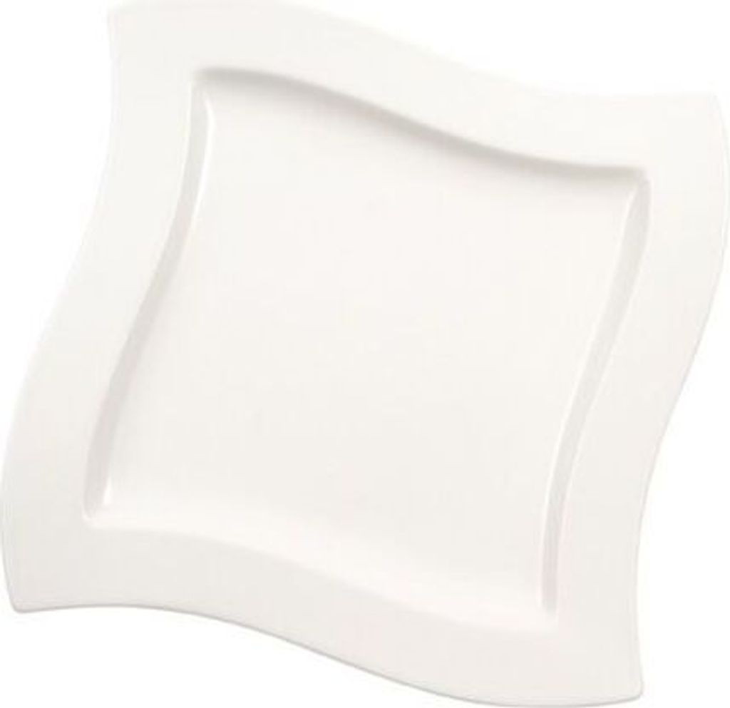 A white rectangular plate with wavy edges, presented on a white background.