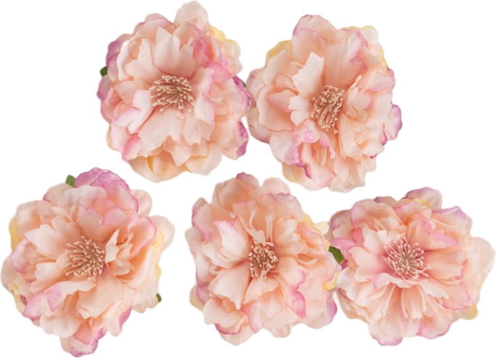 5pcs künstliche Blume realistische nicht-gügende grüne Blätter DIY-Foto-Requisiten Strohhut passende falsche Pfingstrose Blumenkopf Party Vorr...