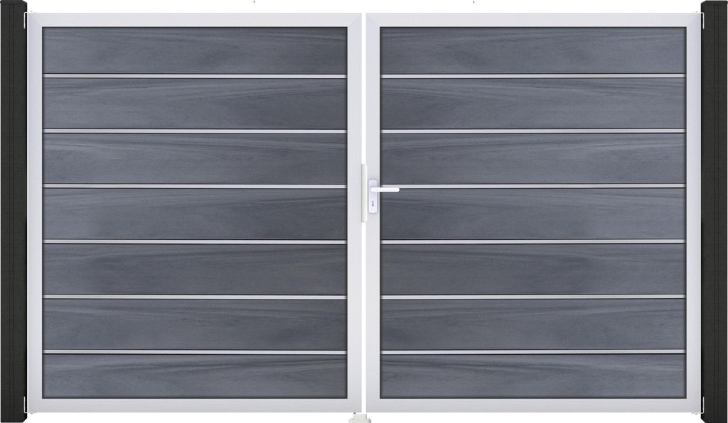 GroJa Solid Grande Premium Tor Bi-Color co-ex DIN rechts 300x180x4 cm Alu-Rahmen EV1, 2-flügelig