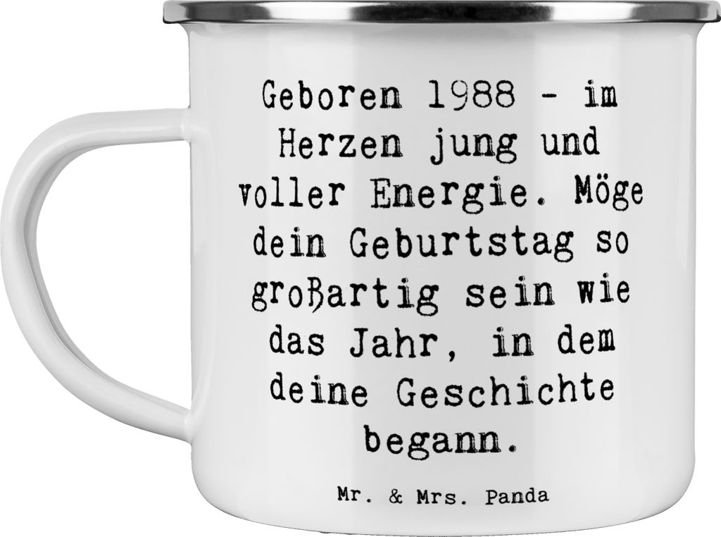 Mr. & Mrs. Panda Emaille Tasse Spruch 1988 Geburtstag - Weiß - Geschenk, unvergesslicher, Teetasse, Geburtstagsgeschenk, Happy Birthday, Alter, Re...