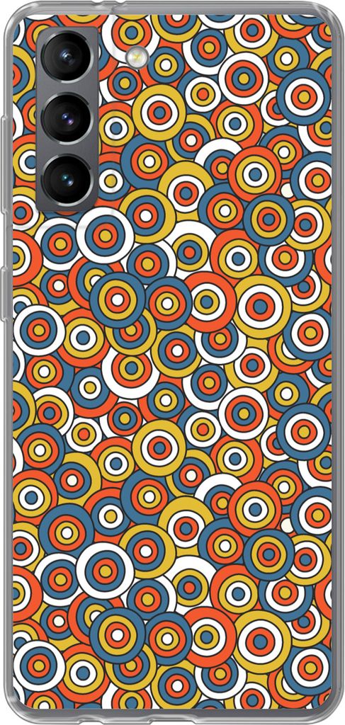 MuchoWow Handyhülle Schutzhülle Hülle für Telefoonhoesje Samsung Galaxy S21 Muster - Retro - Kreis Silikon Softcase Handy Hülle - Softcase