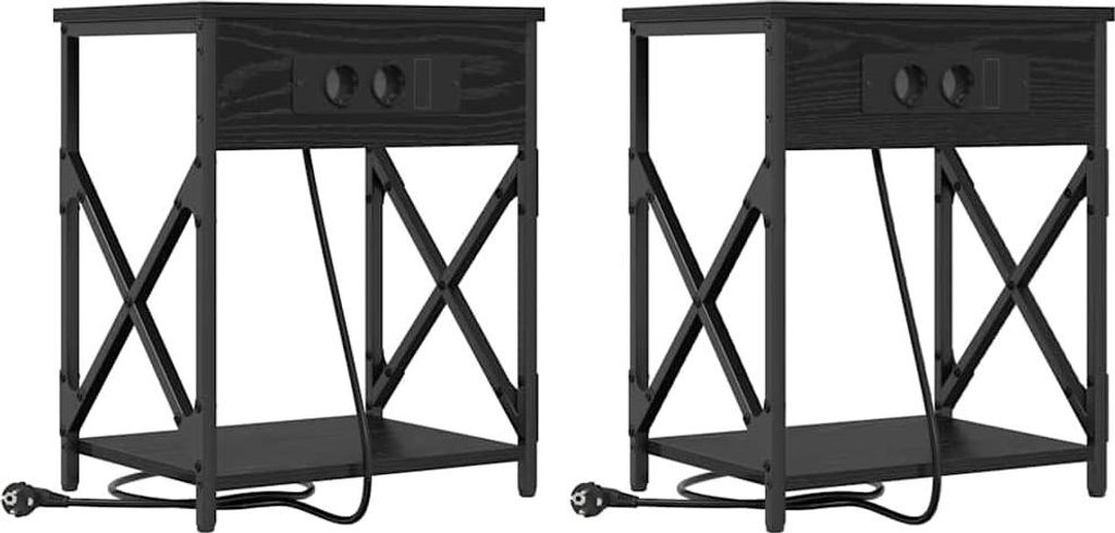Nachttisch 2 pcs Schwarz Eichen-Optik 41 x 31 x 51 cm
