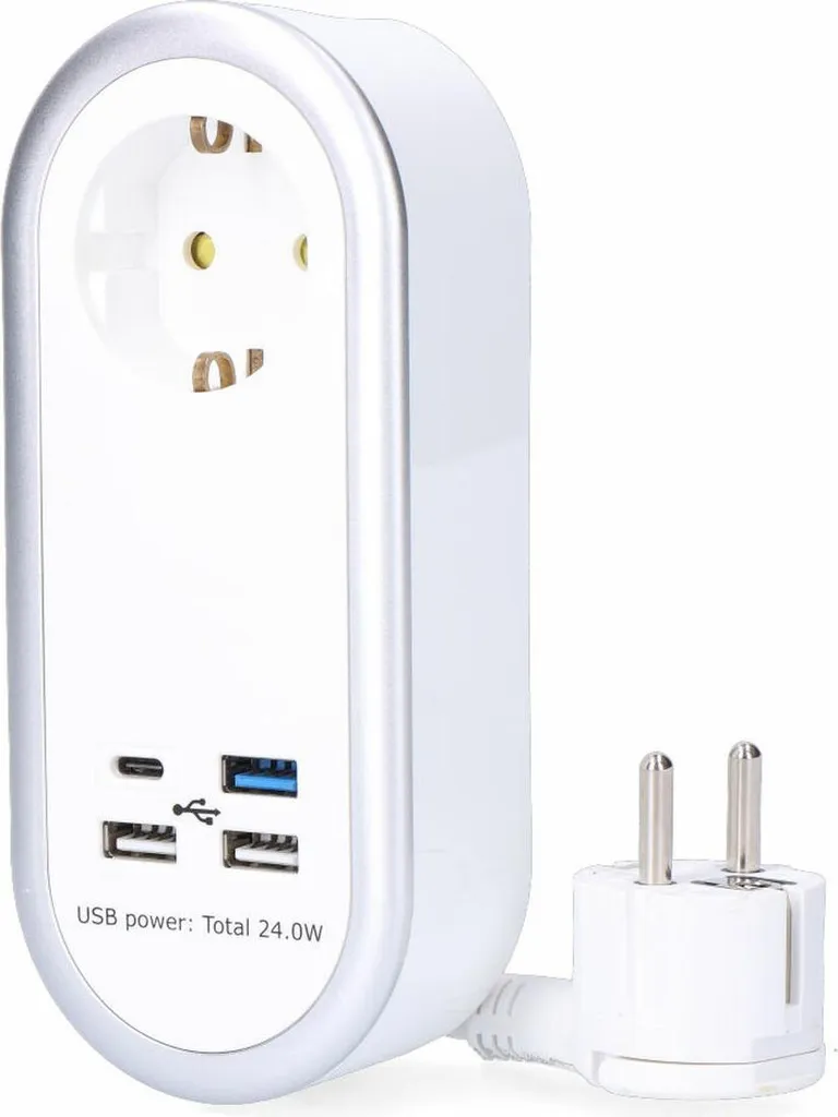 Multiprise USB Haute Performance 3A+1C avec Prise Schuko Sécurisée EDM