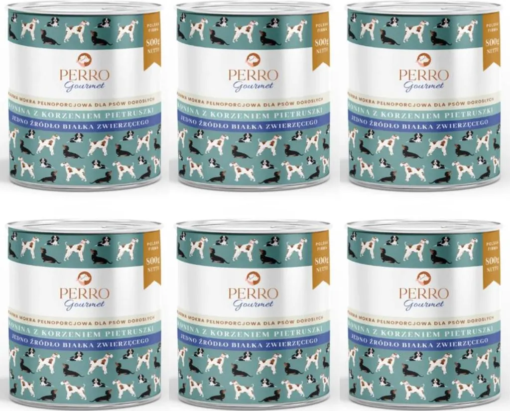 Aliment complet pour chien PERRO Gourmet cheval et persil 6 x 800g