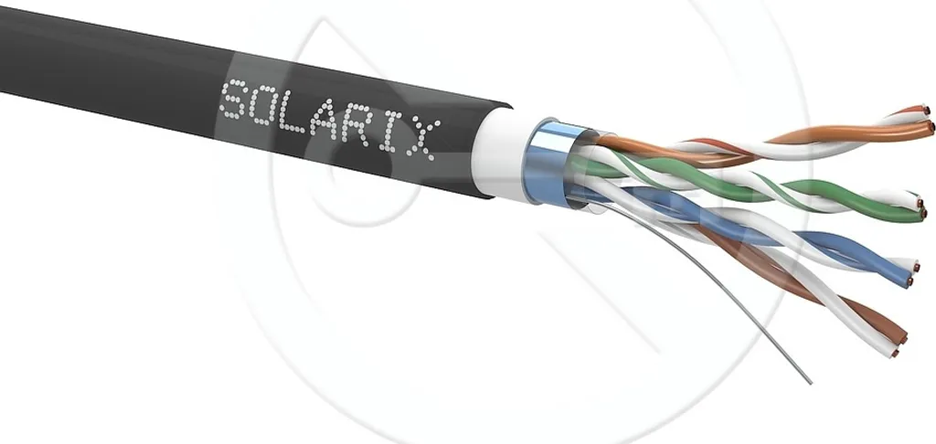 Câble Ethernet blindé CAT5E FTP Solarix 305m double gaine PVC+PE Fca