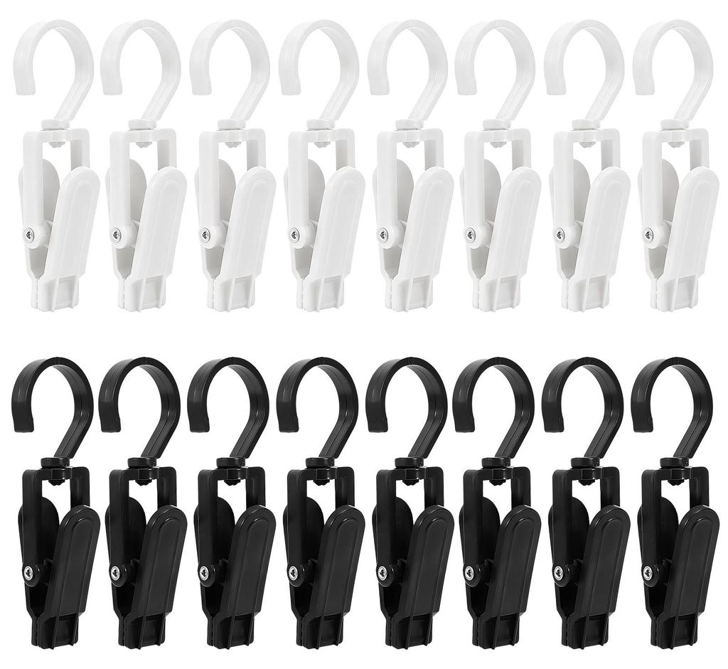 16 Stück Wäscheklammern Groß, rutschfest Handtuchklammern, 360°Drehbar Klemmhaken, Kunststoff Handtuchclips, Wäscheklammer für Socken Mützen...