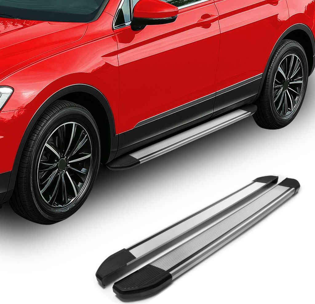 Alu Seitenschweller Trittbretter für Fiat Doblo 2010-2021 L2 Langer RS Silber 2x