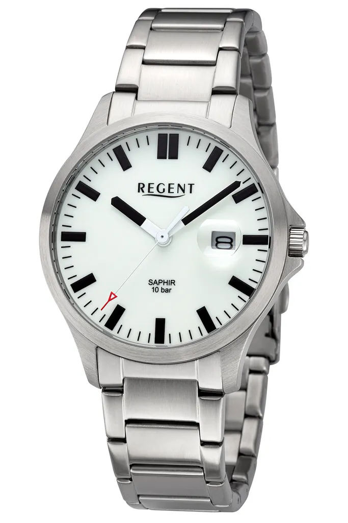 Regent montre Homme BA-795 - Montre bracelet élégante en acier argenté