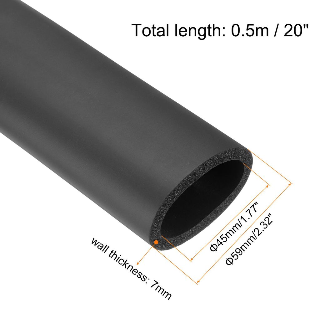 45.7cm Rohrisolierung Schaumstoff, Durchmesser 45mm Isolierst?rke 7mm Heizungsrohr Verkleidung fš¹r Fitnessger?te, Rohre, Handhaben (Schwarz)