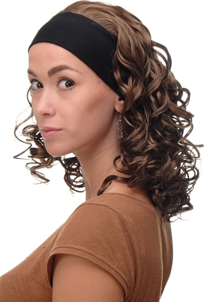WIG ME UP Perücke Stirnband Mittelbraun Locken Schulterlang Produktbild 