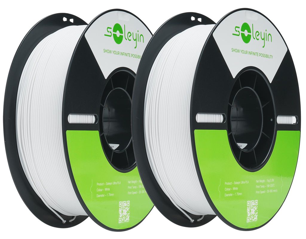 Creality Soleyin Ultra PLA Filament, 1.75mm, 2KG für 3D Drucker, 2 x 1kg- Matt Weiß - 3301010512