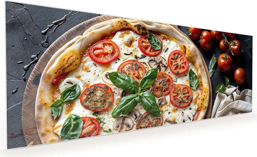 Küchenrückwand Spritzschutz Glas mit Motiv Pizza mit Tomaten 40 x 40 cm