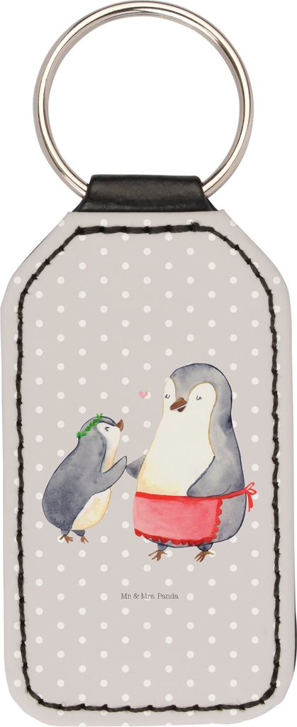 Mr. & Mrs. Panda schlüssel anhänger Pinguin mit Kind - Grau Pastell - Geschenk, Mama, Taschenanhänger, Muttertag, Schlüsselanhänger, schlüsse...