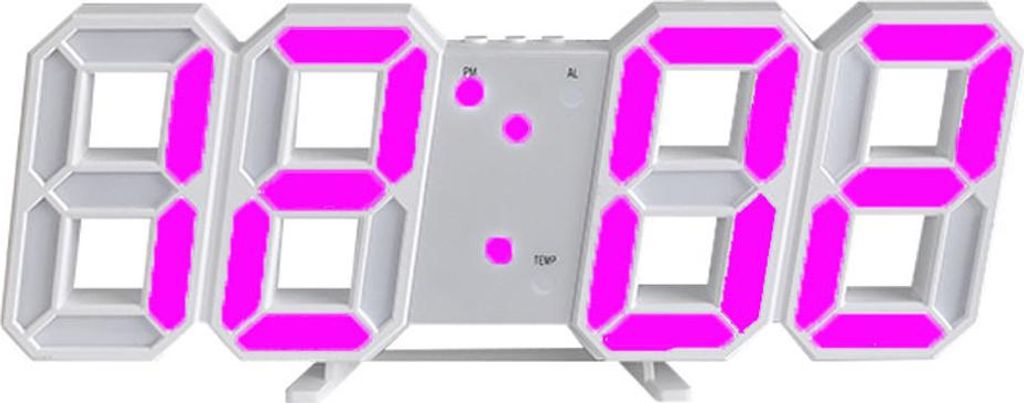 Intelligenter 3D-Digitalwecker, digitale Wanduhr, LED-LED-Elektronik-Wecker, Geschenkidee,Pink