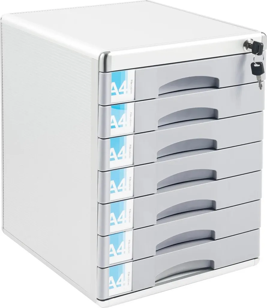 Organizer Scrivania Alluminio 7 Cassetti A4 - Chiusura Sicurezza