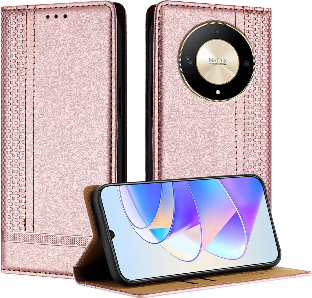 Idea Regalo: Custodia Honor X9b / Magic6 Lite Rosa in Pelle con Stand