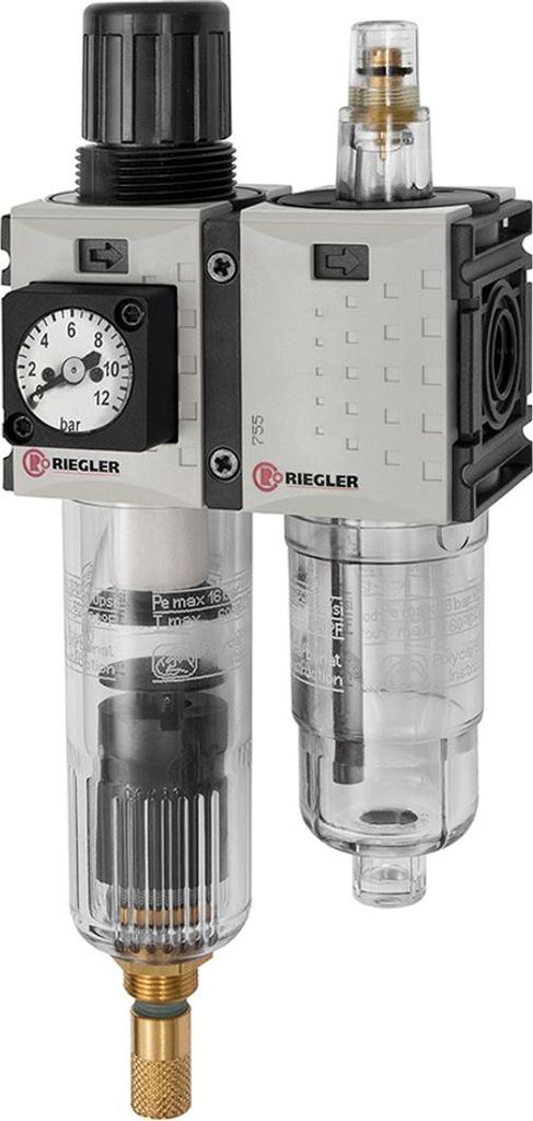 Riegler Wartungseinheit 2-tlg. »FUTURA-mini« PC-Beh., Kompaktmano, G1/4, 0,5-10, VA-NC