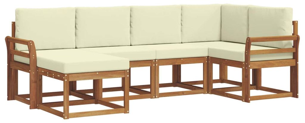 Outdoor-Sofagarnitur mit Kissen 6 pcs Natur und Creme