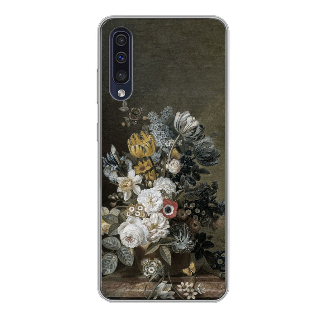 MuchoWow Handyhülle Schutzhülle Hülle für Samsung Galaxy A50 Stilleben mit Blumen - Alte Meister - Malerei Silikon Softcase Handy Hülle - Mo...