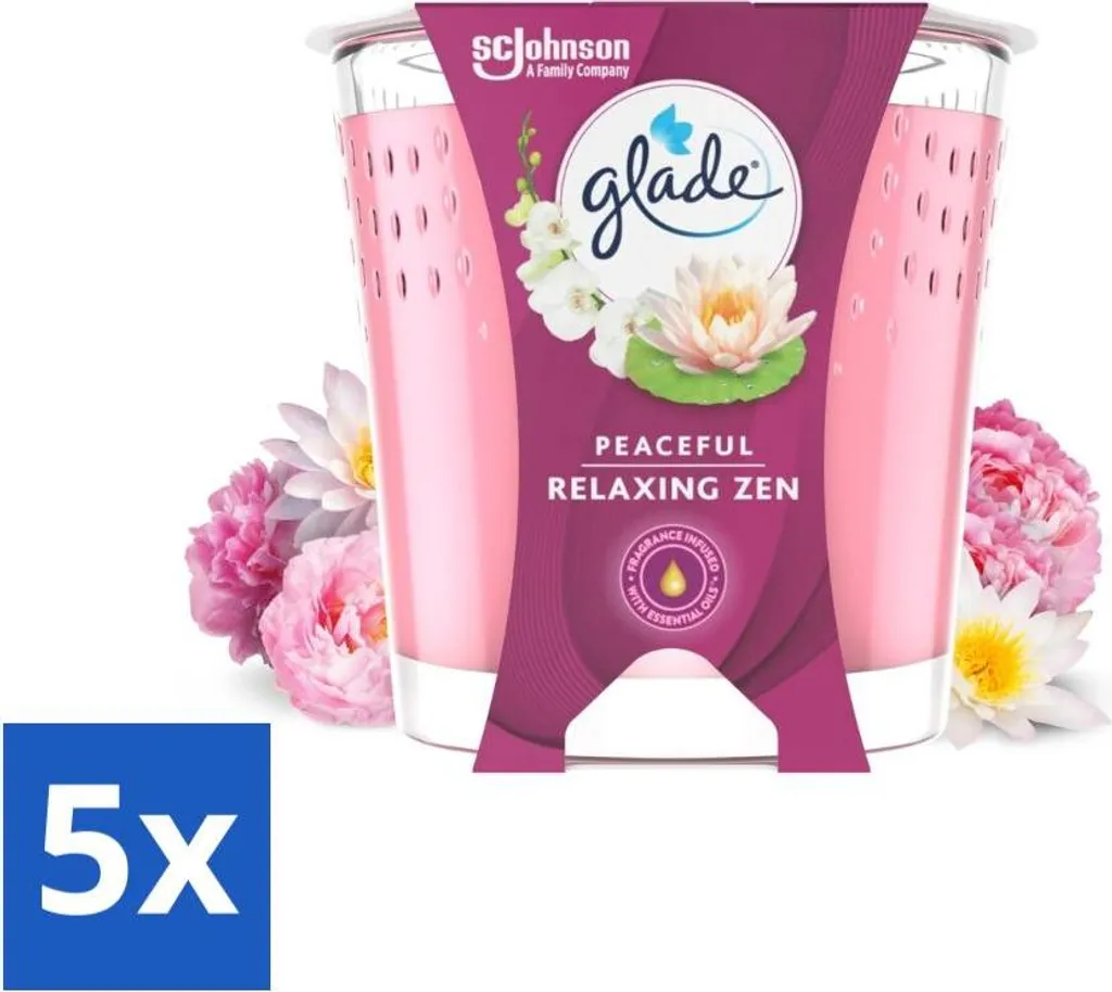 Set 5 Candele Glade Relaxing Zen: Arredo Olfattivo in Cera di Colza