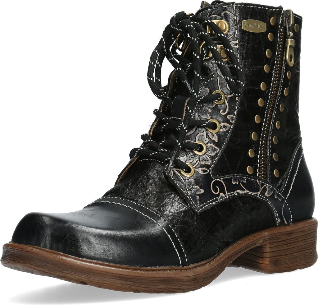 Laura Vita Damen Stiefelette Leder mit Nietenbesatz und Produktbild 