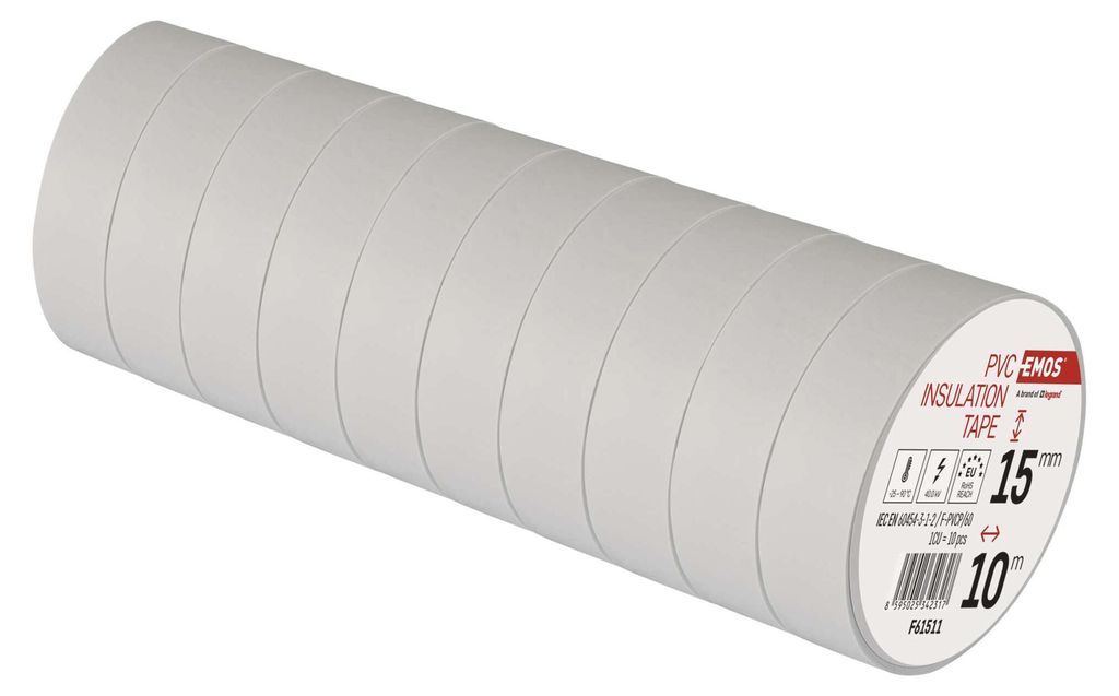 Izolační páska PVC 15mm / 10m bílá, 10 ks