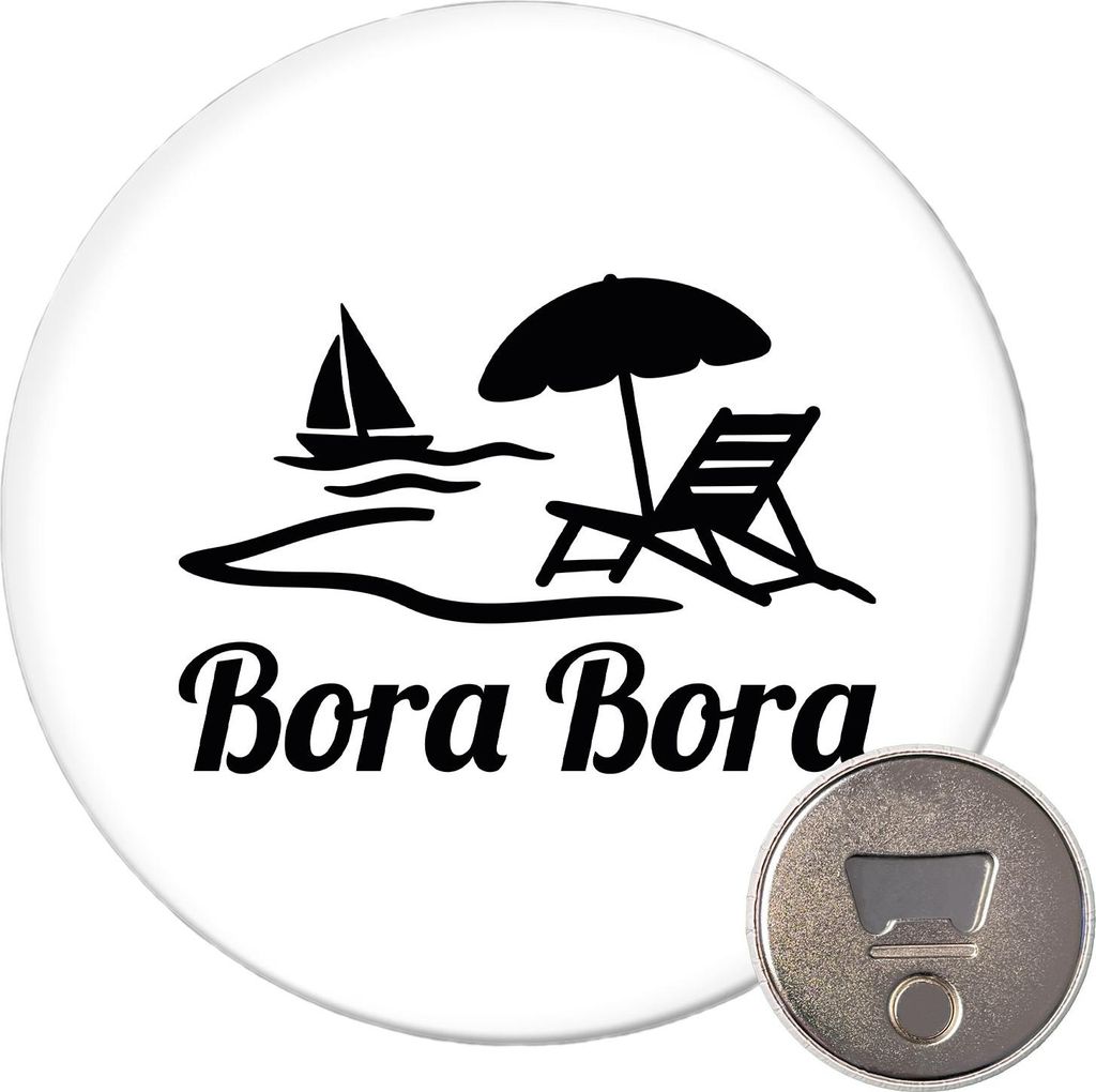 Huuraa Magnet Bora Bora Inselmotiv Französisch-Polynesien 59mm Kühlschrankmagnet rund Flaschenöffner Geschenkidee