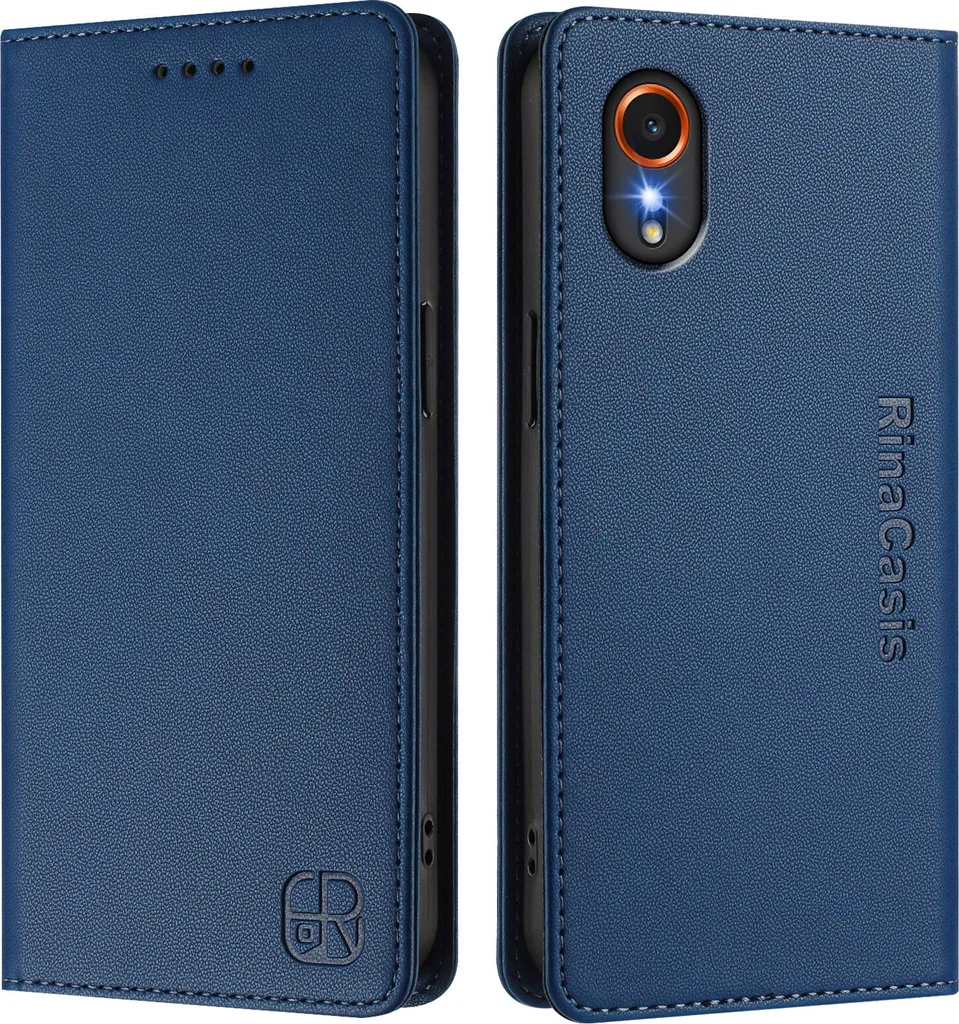 Sottile Custodia Pelle Blu Samsung Galaxy XCover7 - Flip Wallet Case - 2