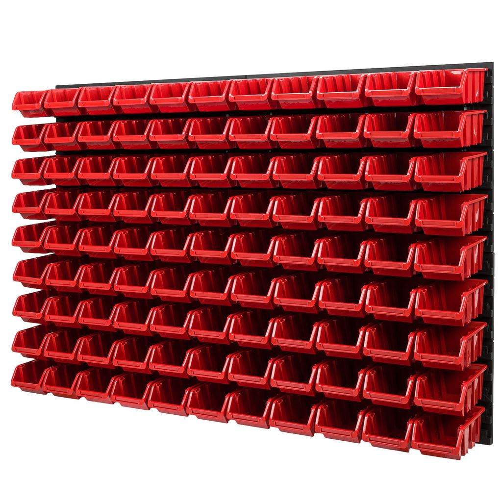 Stapelboxen Set 4 x Wandregal Lagersystem 40 Boxen in rot 