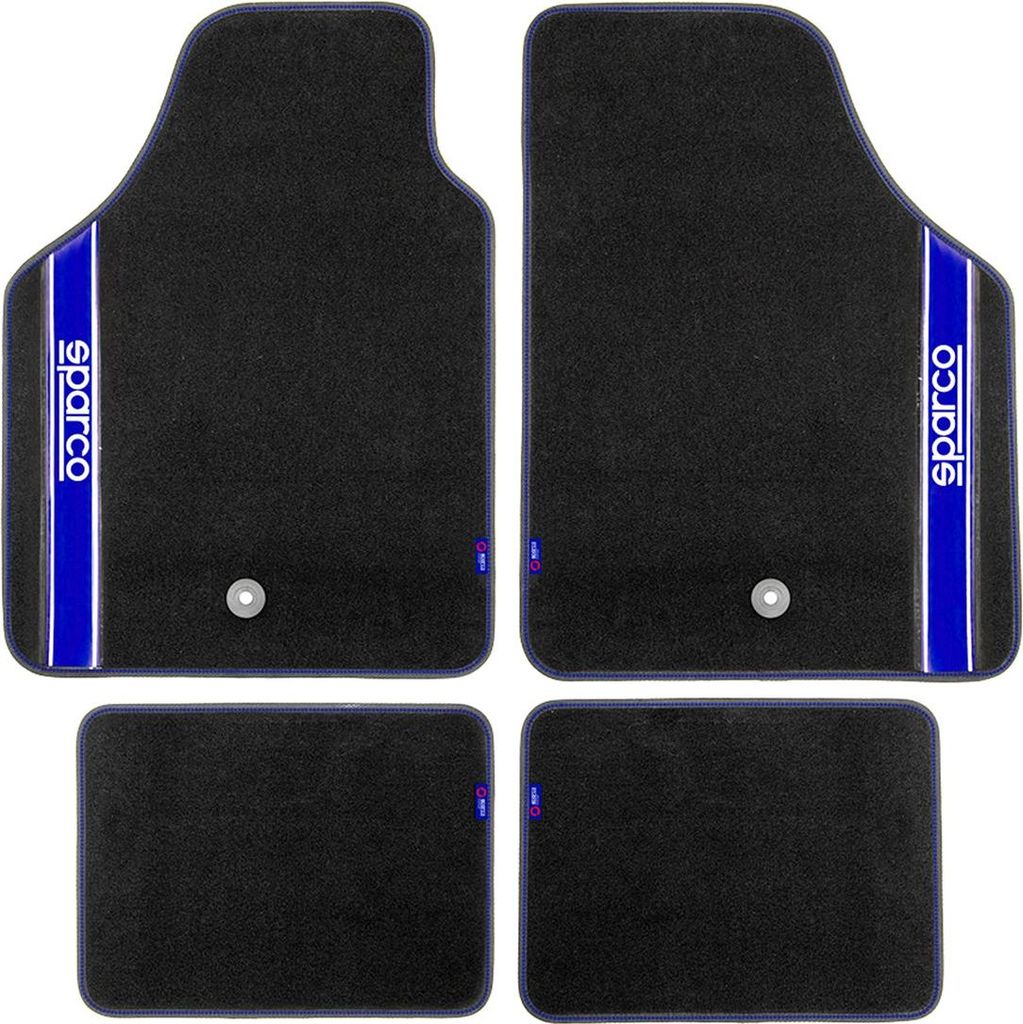 SPARCO Fußmatten Automatten Universal Schwarz Blau Autoteppich Alwettermatten 4x