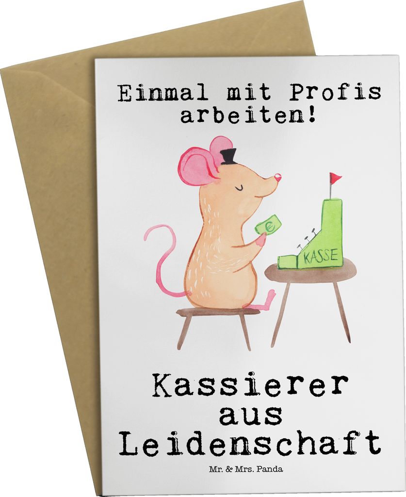Mr. & Mrs. Panda Grußkarte Kassierer Leidenschaft - Weiß - Geschenk, glückwunschkarten, hochzeitskarten, Spruch, Kassenwart, weihnachtskarten, e...