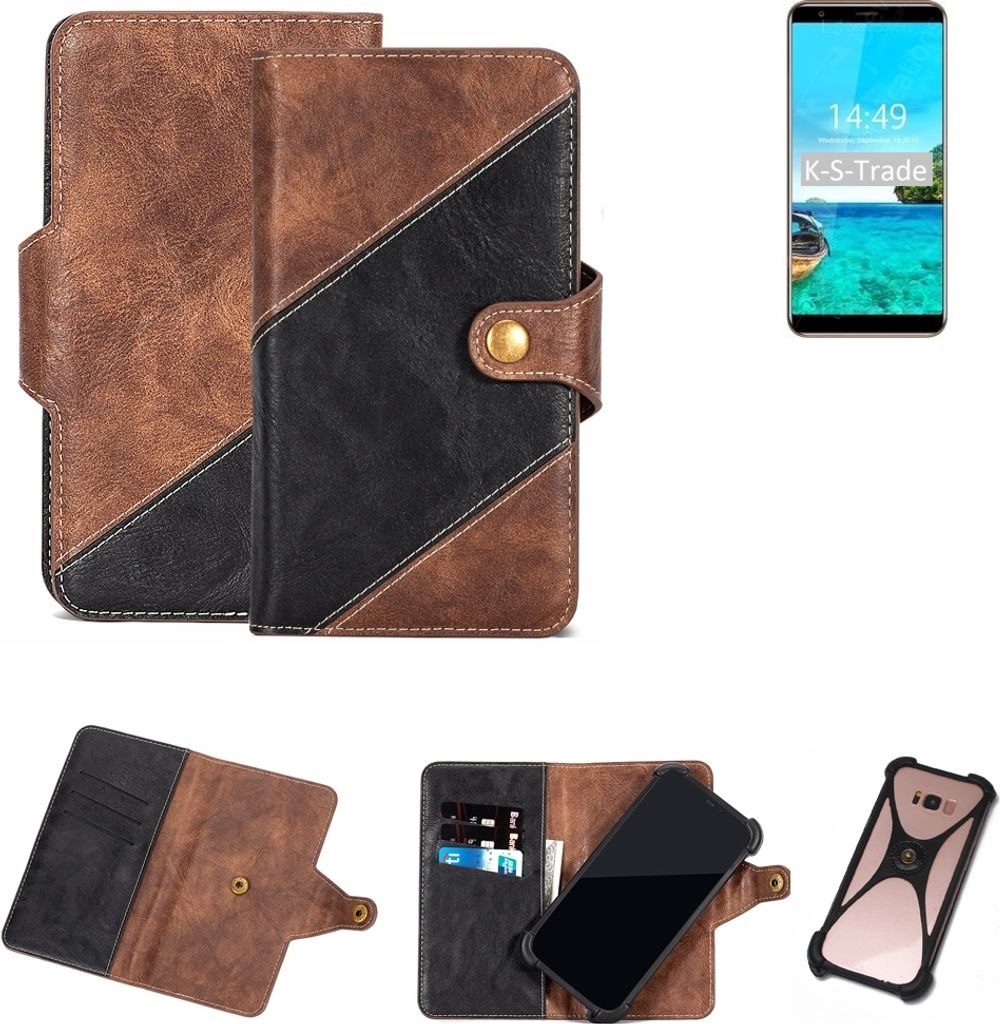 K-S-Trade Handy Hülle Schutz Hülle Schutzhülle Bookstyle Case kompatibel mit Oukitel C11 Pro Handy Cover Hülle Schutztasche 1x