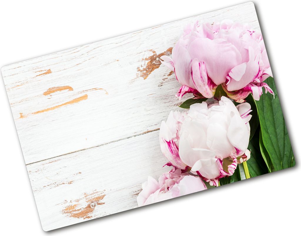 Tulup Glas Herdabdeckplatte - 80x52 cm - Glaskeramikkochfeld-Abdeckung Spritzschutz Glasabdeckplatte - Einteilig - Blumen & Pflanzen - Pfingstrosen...