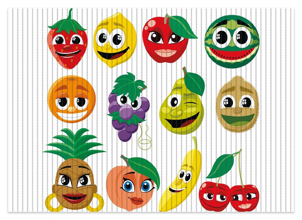 Wallario Duschmatte Antirutschmatte Badmatte Fußmatte Obst-Smilies im Comic-Stil - Lustige Früchte, Größe ca. 70 x 50 cm